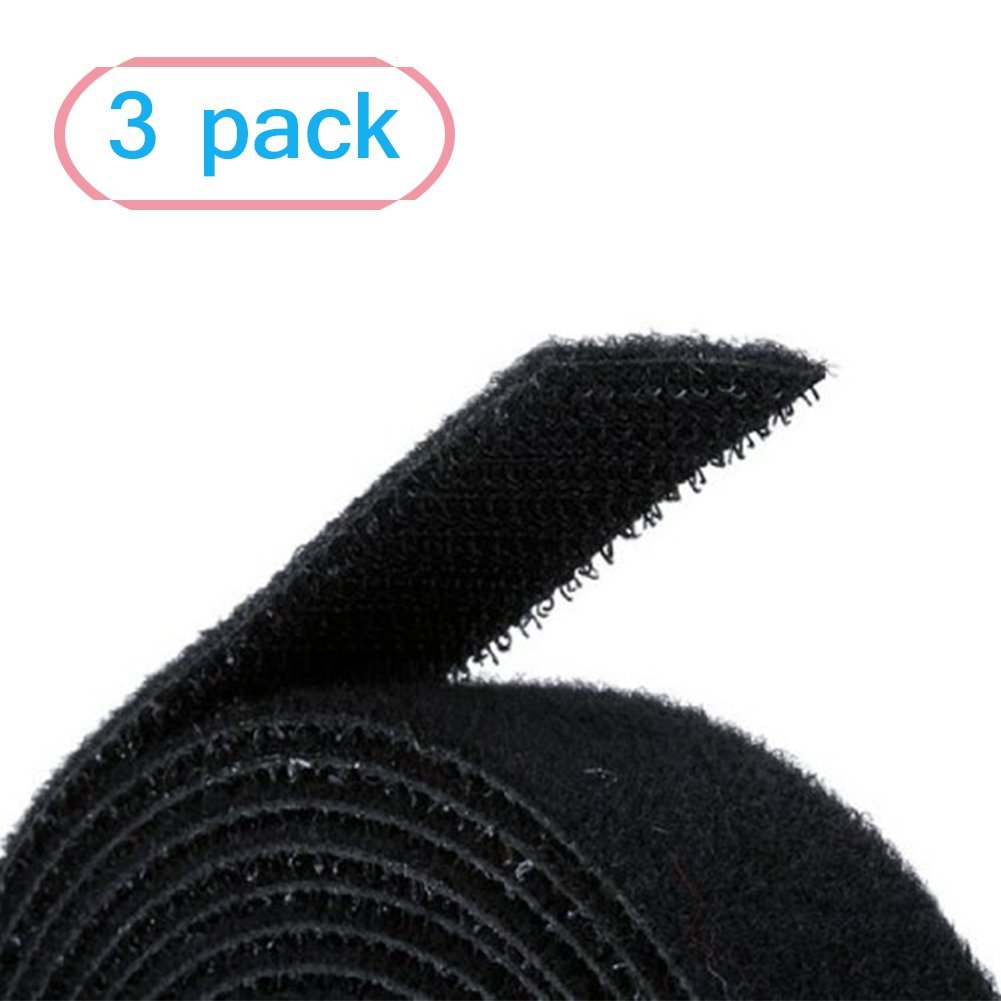 Black Length 5 yard 0.75inch Fastening Tape Hook & Loop (3 Pack)
