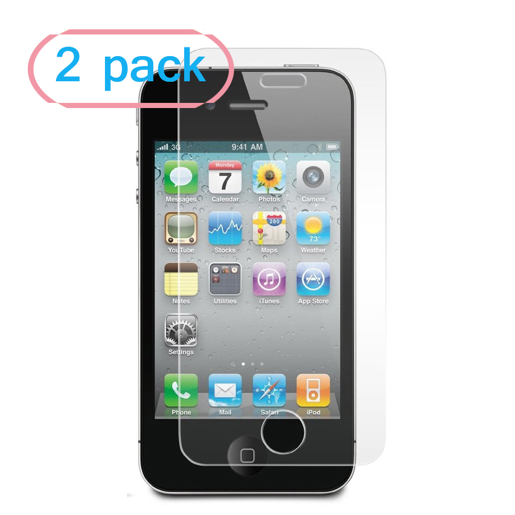 For Apple iPhone 4/ iPhone 4S Tempered Glass Screen Protectors (2 Pack) 