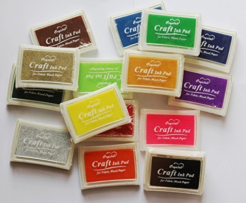 DTOL Craft Ink Pad Korea Stamps Partner Diy Color, Rubber Stamps Craft Ink Pad for Paper Fabric Wood 15 Set Color