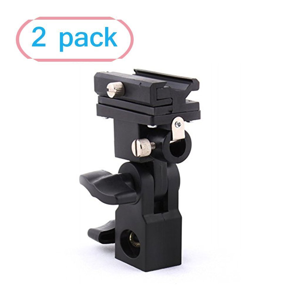 DTOL Flash Bracket Swivel Umbrella Holder Studio Tilting Bracket for Nikon Canon E430 E580 SB600 SB800 SB900 Bracket B 2 Pack
