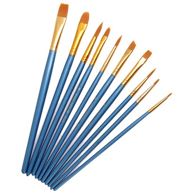 DTOL Multifunctional Nylon Paint Brushes, Plastic, Sky Blue, Set of 10
