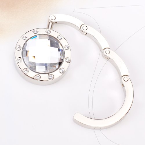  DTOL Round Foldable Purse Handbag Hanger Hook Holder - Clear