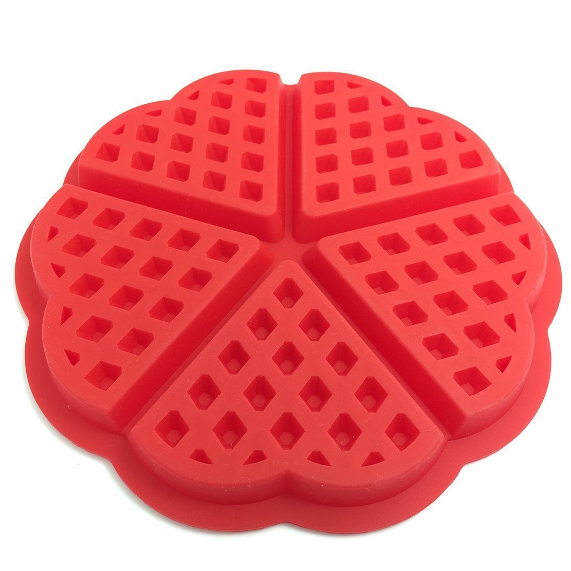 DTOL Bakeware High Quality Silicone Waffle Baking Molds Mini Heart Waffle Mold Muffin Mould，Red
