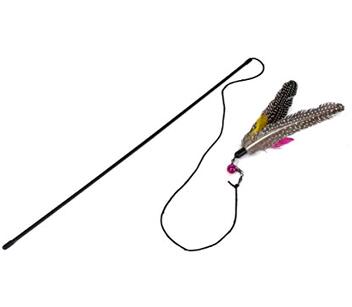 DTOL Kitten Cat Teaser Interactive Toy Dangler Rod with Bell and Feather 