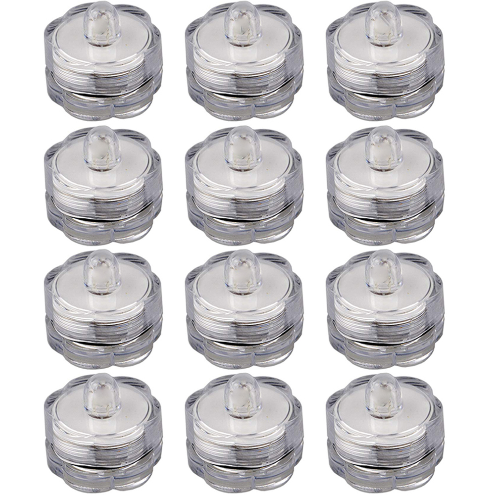 DTOL 000309 Floral Shape Waterproof LED Candles Flameless Safety Tea Light White 12Pcs