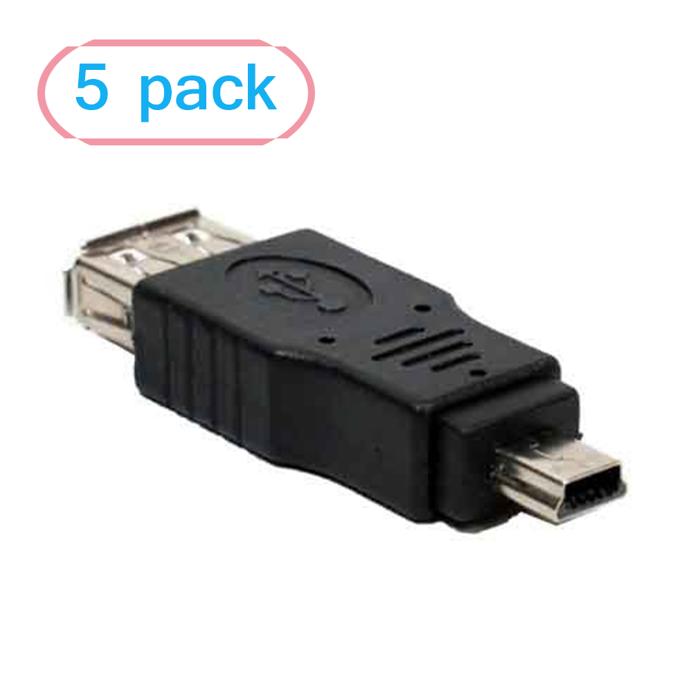 USB Female to Mini USB Male Adapter USB 2.0 Adapter Computer Accessories- 5 Pack