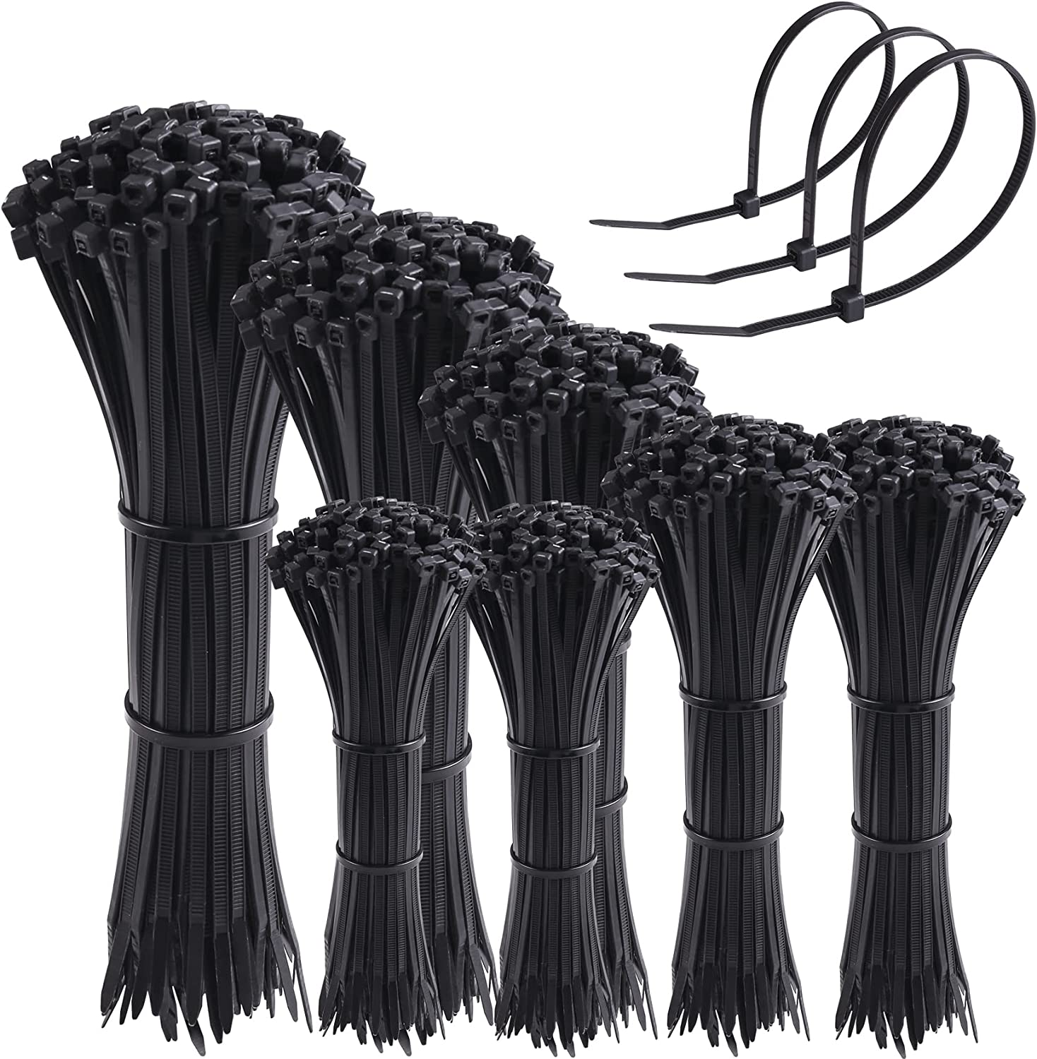 8 Plastic Cable Zip Ties 100-Pack (Black) 